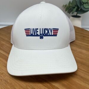 Black Clover Live Lucky Top Gun HD Patch White Mesh Adjustable Golf Hat Cap